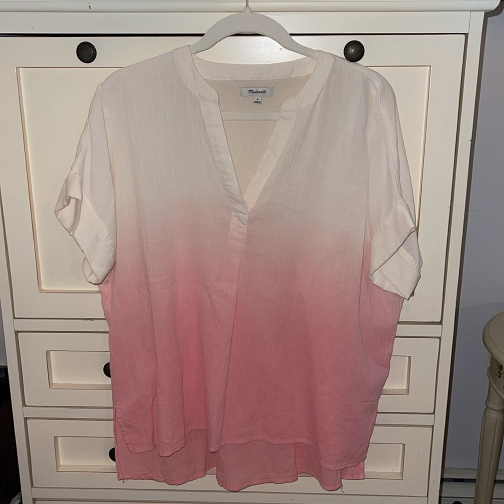 Madewell Lakeline PINK Dip Dye Popover Shirt Size M - Picture 6 of 10